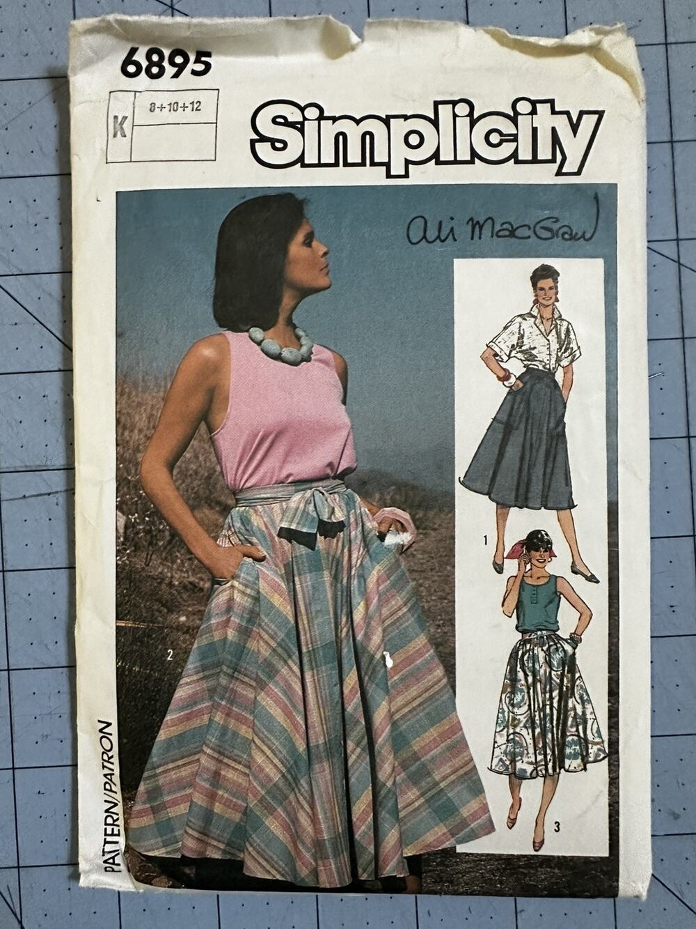 UNCUT Simplicity Ali McGraw 6895 Skirt Women Size 8-10-12 Sewing Pattern